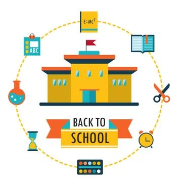 Back to school background with study theme icons Stock Illustration