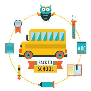 Back to school background with study theme icons Illustrazione stock
