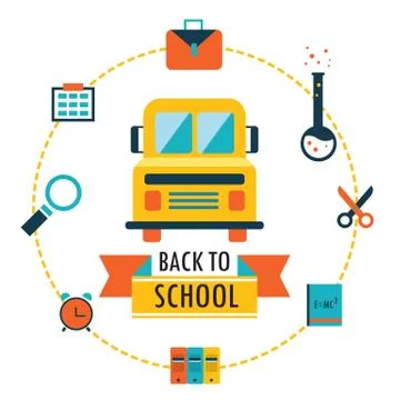 Back to school background with study theme icons Stock Illustration