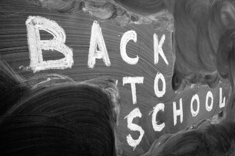Back to school background with title "Back to school"  written by white chalk o Stock Photos