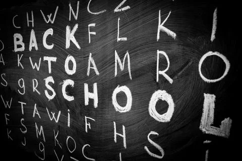 Back to school background with title "Back to school" among other letters of Stock Photos
