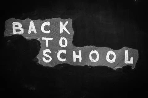 Back to school background with title "Back to school"  written by white chalk o Stock Photos
