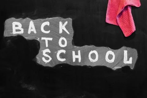 Back to school background with title "Back to school"  written by white chalk o Stock Photos