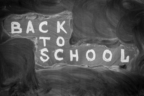Back to school background with title "Back to school"  written by white chalk o Stock Photos