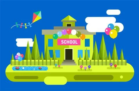 Back to school background. Vector building illustration. Outdoor Ilustración de archivo