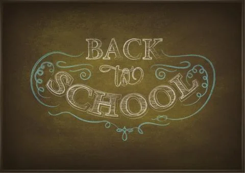 Back to school background, vector chalk realistic illustration Stock Illustration