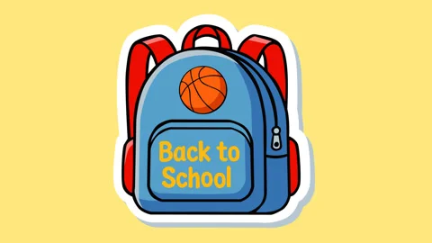Back to School Backpack Animation with Basketball Icon for Education Promoti Stock Footage 337516692