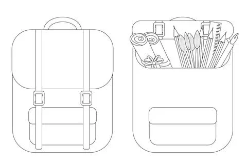 Back to School Backpack Coloring Page Stock Illustration