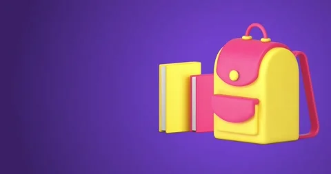 Back to school backpack education 3d icon animation Stock Footage 276474278