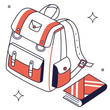Back to School Backpack Flat Vector Stock Illustration