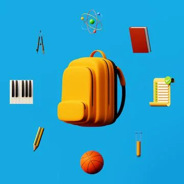 Back to school with a backpack full of items to study and have fun in the new Illustrazione stock