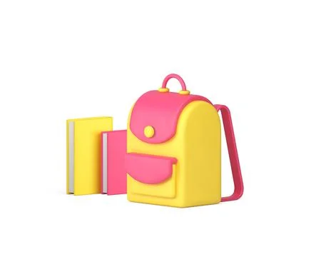 Back to school backpack paper books textbook learning education 3d icon reali Stockillustratie