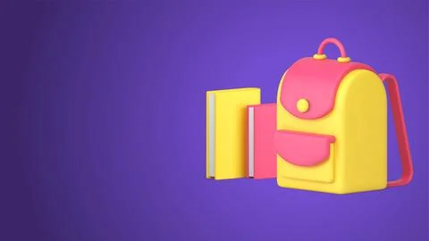 Back to school backpack paper books textbook learning education 3d icon rea.. 스톡 일러스트