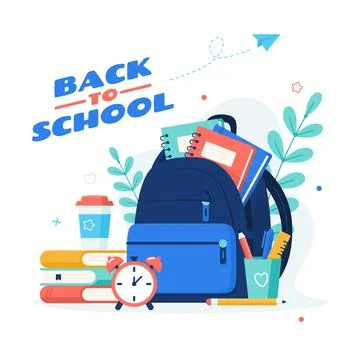 Back to school Backpack with school supplies Stock Illustration