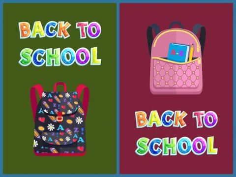 Back to School Backpack Set Vector Illustration Stock Illustration