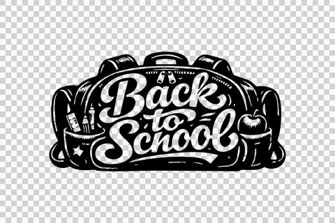 Back to School Backpack Typography Horizontal Design Stock Illustration