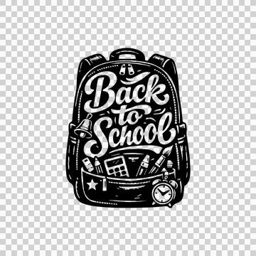 Back to School Backpack Typography Vertical Design Stock Illustration