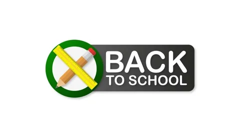 Back to School badge on white background. Pen and line in 3D style. Motion Stock Footage 156583107
