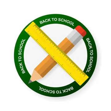 Back to School badge on white background. Pen and line in 3D style. Vector il Stockillustratie
