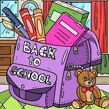 Back to School Bag Colored Cartoon Illustration Stock Illustration