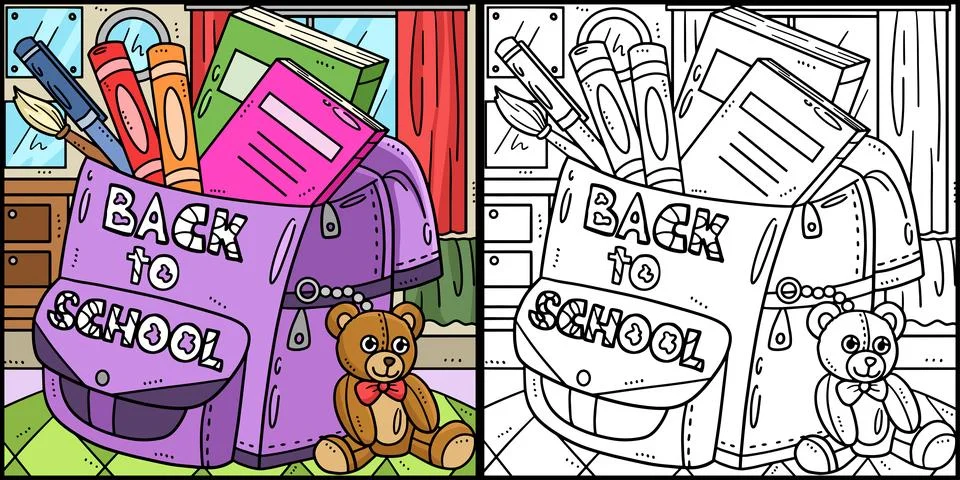 Back To School Bag Coloring Page Illustration Stock Illustration