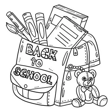 Back To School Bag Isolated Coloring Page for Kids Stock Illustration