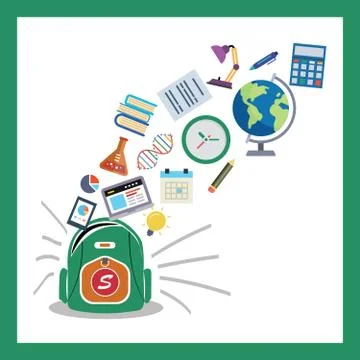 Back To School Bag With Supplies Stock Illustration