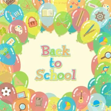Back to school balloons background Stock Illustration
