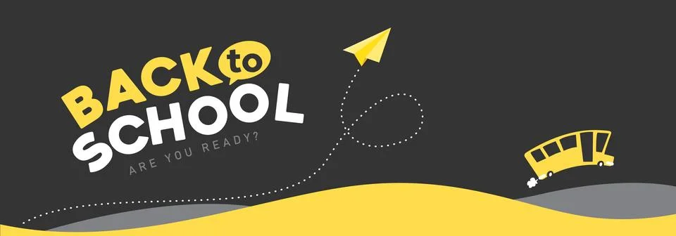 Back to school banner background layout decorate with Yellow school bus Stock Illustration