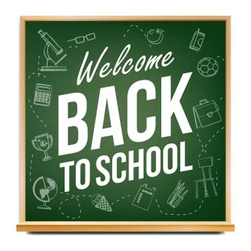 Back To School Banner . Classroom Blackboard. Sale Background. Welcome Stock Illustration