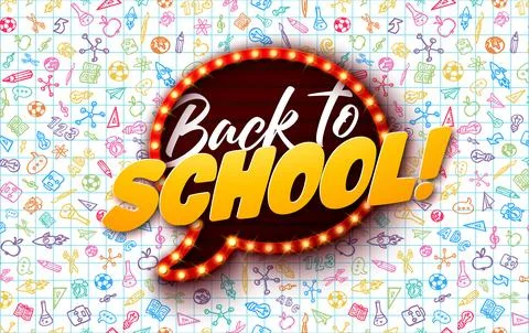 Back to School Banner Design with Speech Bubble Shape Light Bulb Billboard an Stock Illustration