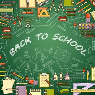 Back to school banner with education elements. Vector illustration. Stock Illustration