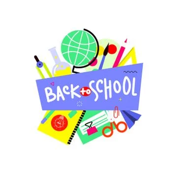 Back to school banner, flat design, background template vector illustration with Stock Illustration