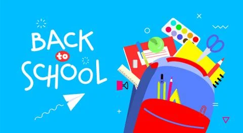 Back to school banner, flat design, background template vector illustration with Stockillustratie