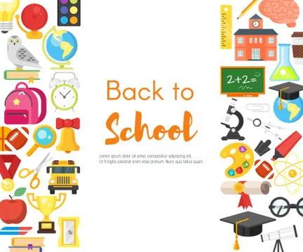 Back to school banner with icons. Stock Illustration