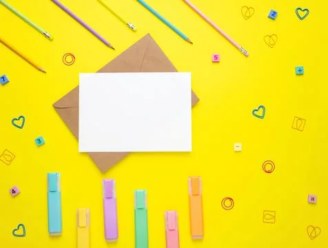 Back to school. Banner with office elements with space for the text purchase, Stock Photos