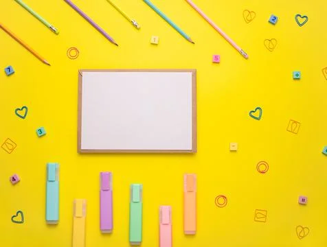 Back to school. Banner with office elements with space for the text purchase, Stock Photos