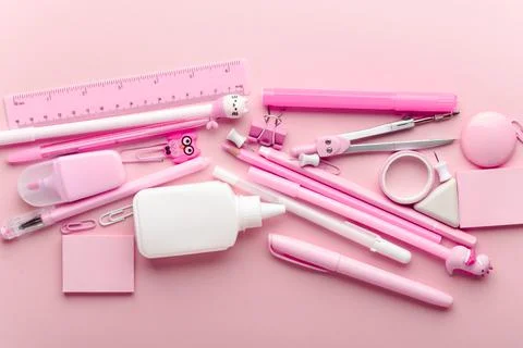 Back to school. A banner with office elements with space for text. Space for Stock Photos