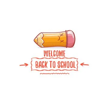 Back to school banner or poster with cartoon funky pencil and hand drawn doodle Stock Illustration