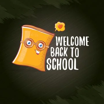 Back to school banner or poster with cartoon funky book and hand drawn doodle 스톡 일러스트