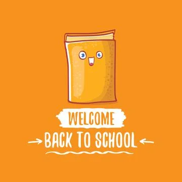 Back to school banner or poster with cartoon funky book and hand drawn doodle 스톡 일러스트