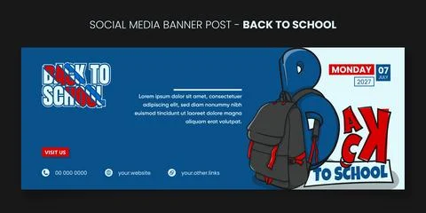 Back to school. Banner post template with back to school typography and bac.. Stock Illustration