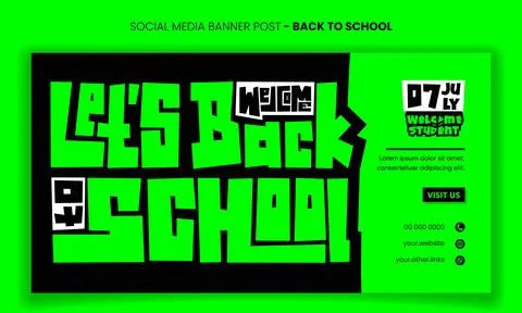 Back to school. Banner post template in green black design with typography .. Stock Illustration