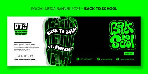 Back to school. Banner post template with typography of back to school in b.. Stock Illustration