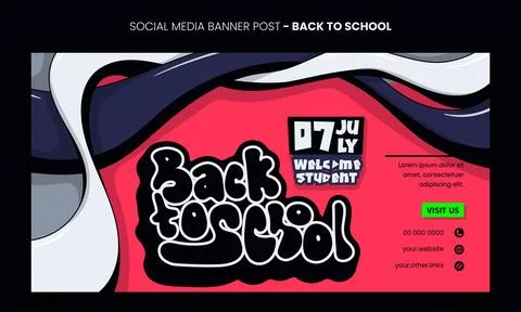 Back to school. banner post template with black 3d typography of back to sc.. Stock Illustration