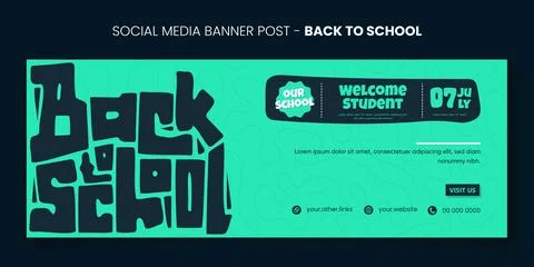 Back to school. Banner post template with black typography of back to schoo.. Stock Illustration