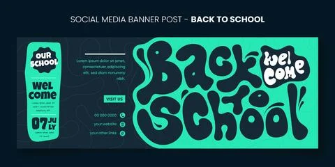 Back to school. Banner post template with back to school typography in gree.. Stock Illustration