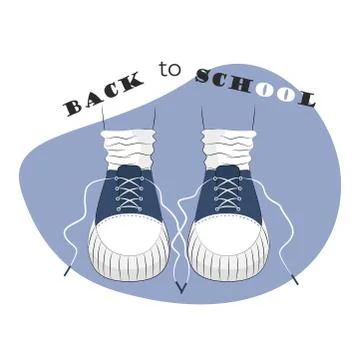 Back to school banner, poster, two feet in sneakers stock vector illustration Stock Illustration