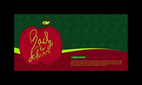 Back to School Banner Slider on Apple, Hand Drawn Lettering Vector Illustra.. Stock Illustration
