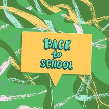 Back to school banner with speech bubble and colorful brush background. Templ Stock Illustration
